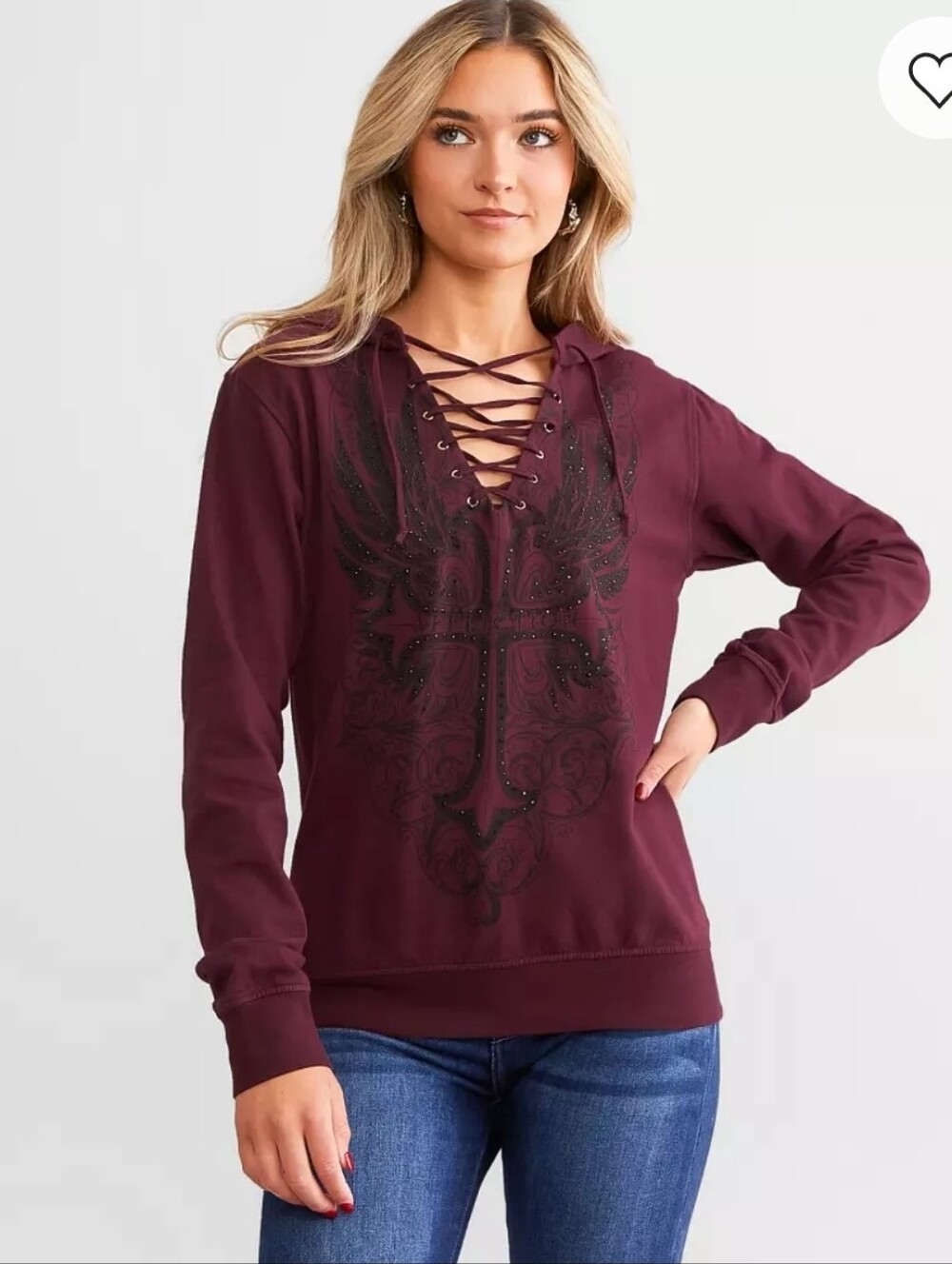 Free Lace-Up Hooded Sweatshirt Affliction Small